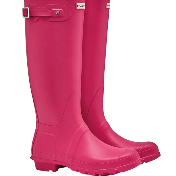 HUNTER Tall Pink Rain Boots Size 6 - Picture 2 of 16